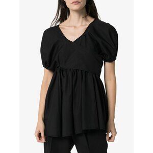 Cecilie Bahnsen Wrap Front Puff Sleeve Cotton Blouse